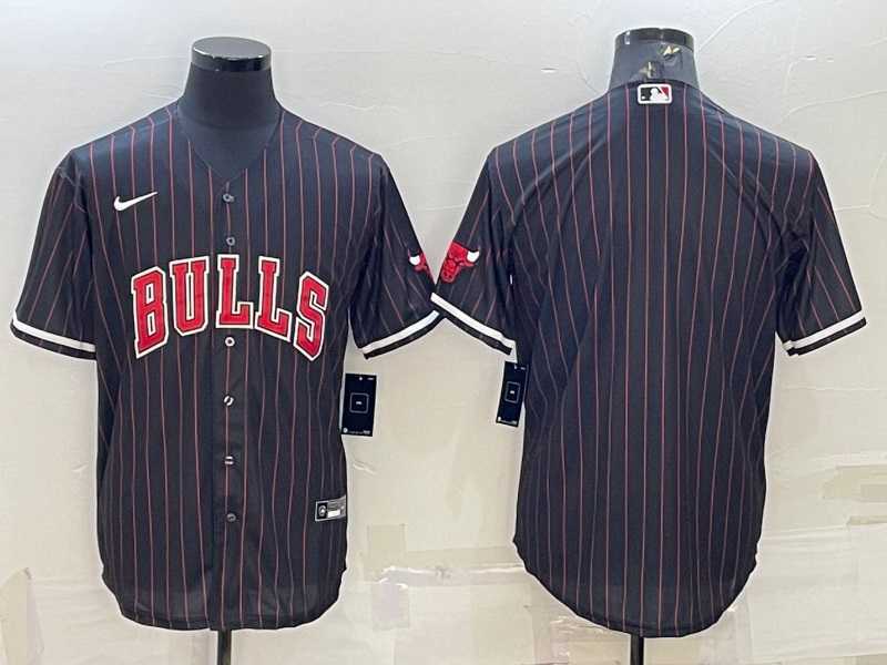 Men%27s Chicago Bulls Blank Black Cool Base Stitched Baseball Jersey->cleveland cavaliers->NBA Jersey